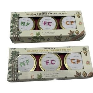 Trader Joe's Holiday Scented Candle Trio-Noble Fir,Foraged Cassis,Cinnamon Lot 2